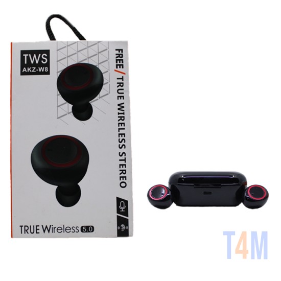 AKZ-W8 TWS WIRELESS EARPHONE STEREO BASS BLUETOOTH 5.0 EARBUDS VERMEHLO